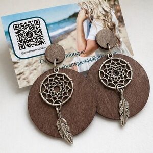 - Wood/rustic dream Catcher earrings